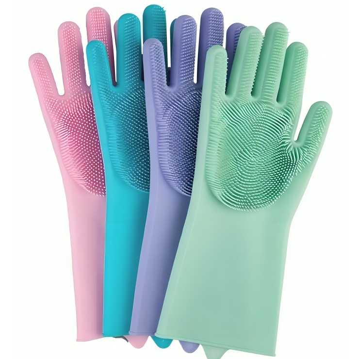 Luva Limpeza Silicone Escova Magica Esponja Louça Luva de Lavar Louça Esponja