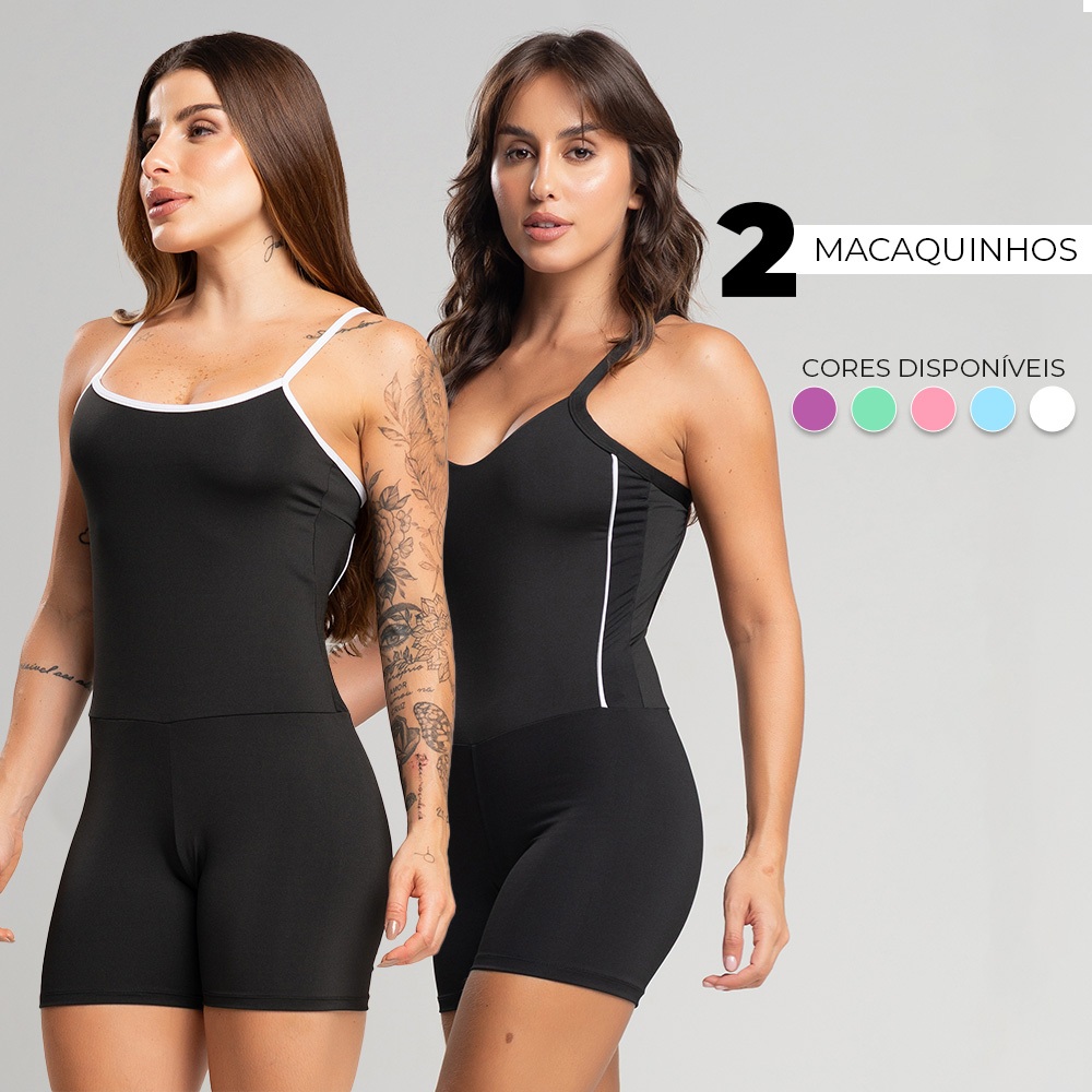 Kit 2 macaquinhos básicos femininos de academia fitness em Oferta na Shopee
