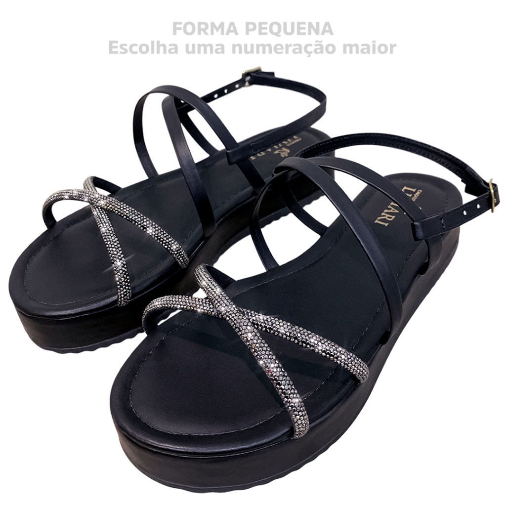 Sandália Feminina com Strass Papete Birken Flatform Sandalia Plataforma Confortável Ref. 30/33