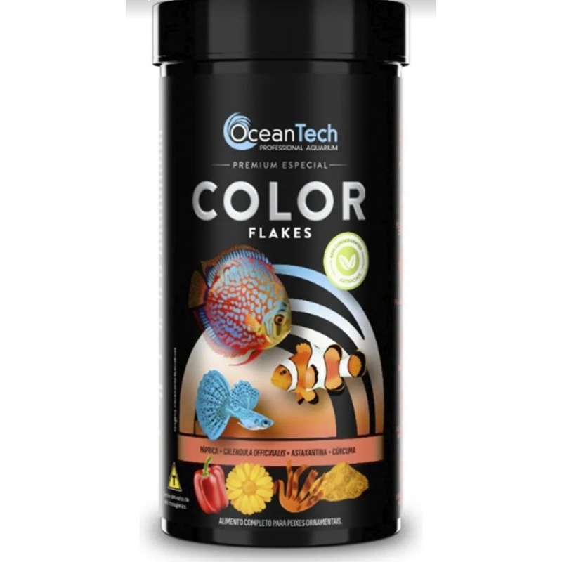 Ração Ocean Tech Color Flakes 10gr Realça a Cor dos Peixes