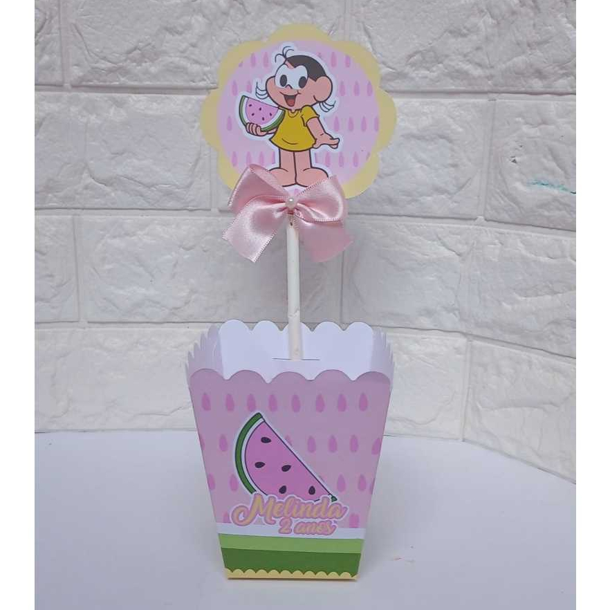 Centro de Mesa Cachepot da Magali Rosa Melancia personalizadas | Lembrancinhas | Festa infantil |Aniversario |Caixinhas