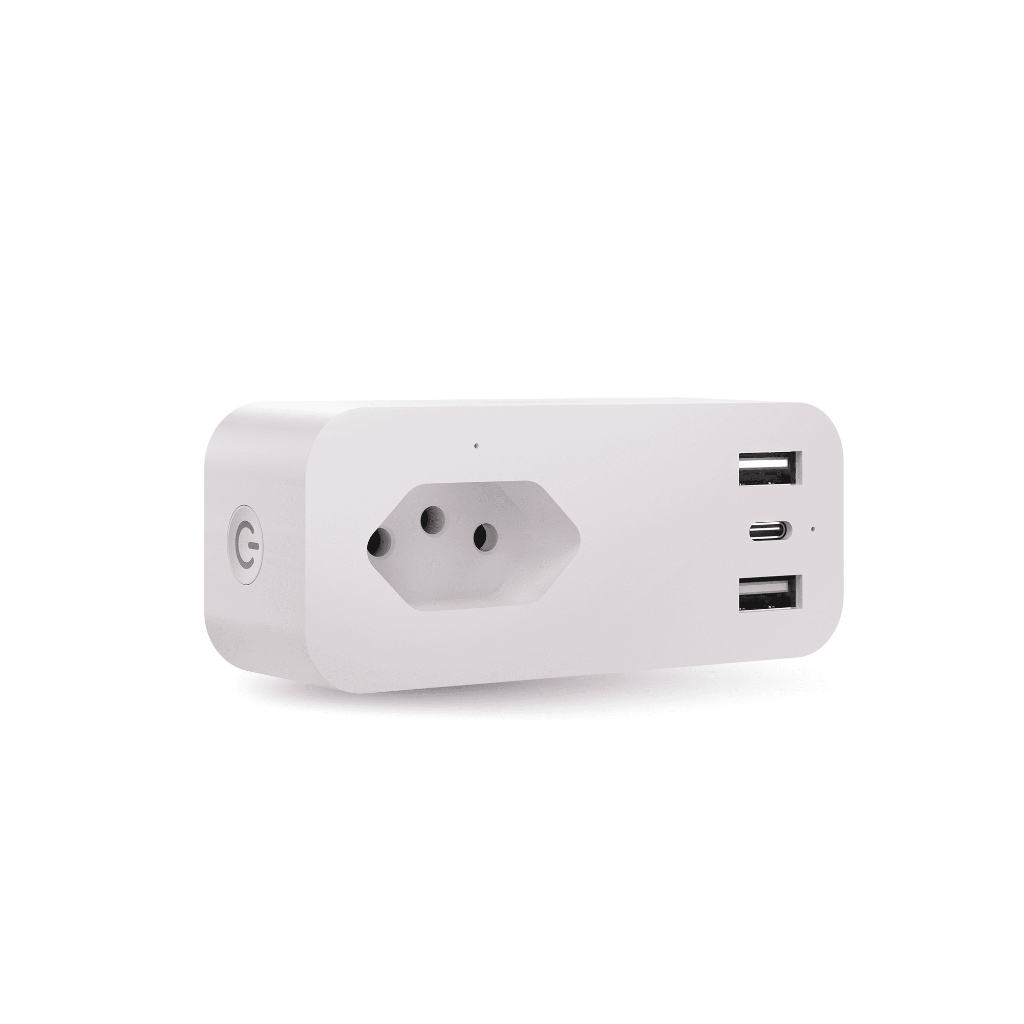 Tomada Inteligente Velds Wi-Fi 10A, com USB Tipo C e Tipo A, Medidor de Energia e App, Bivolt