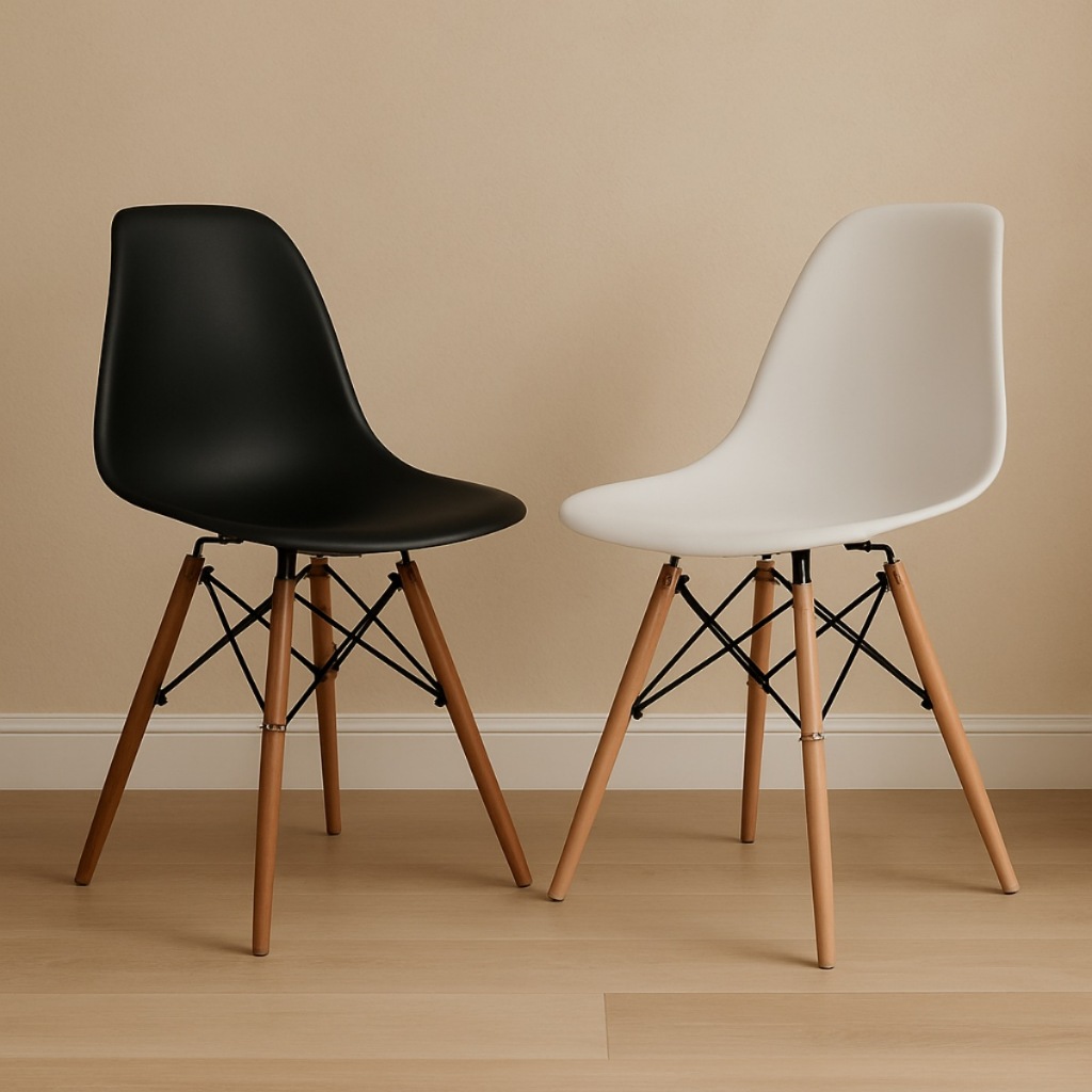 Cadeiras Eiffel  Jantar, Sala Leda Eames Charles Design Wood Base Madeira Diveras Cores Pernas de Madeira Resistente