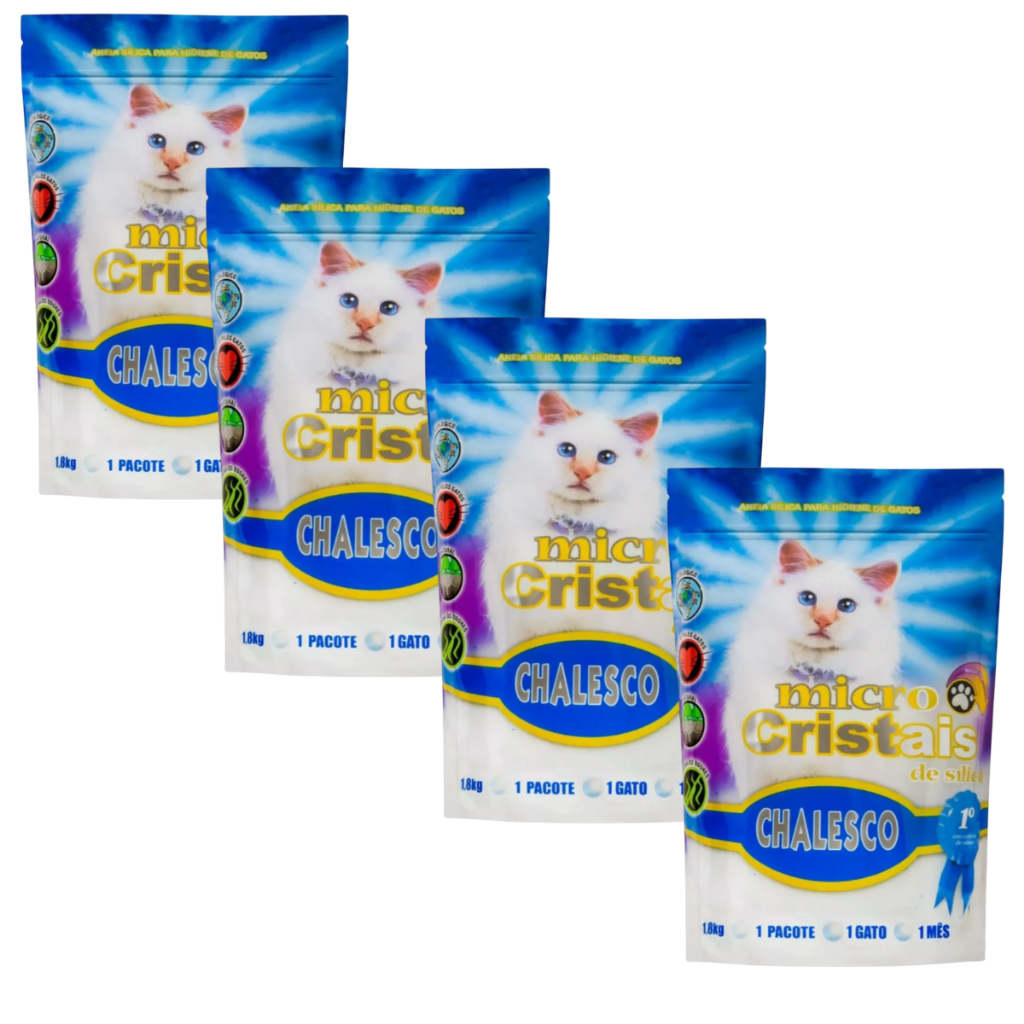 Kit 4 Areia Gato Sílica Fina Premium 1,8kg Chalesco