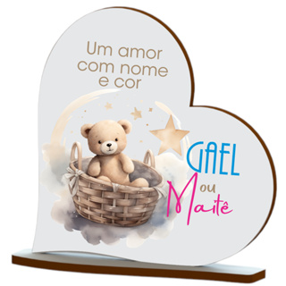 Kit 12 Pç Centro De Mesa Chá De Bebê ché Revelação chá de Fraldas impressão colorida em madeira mod 22 em Oferta na Shopee