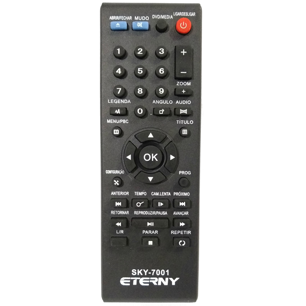 CR-2971 Controle Remoto Compatível DVD Eterny ET27007AB SKY7001