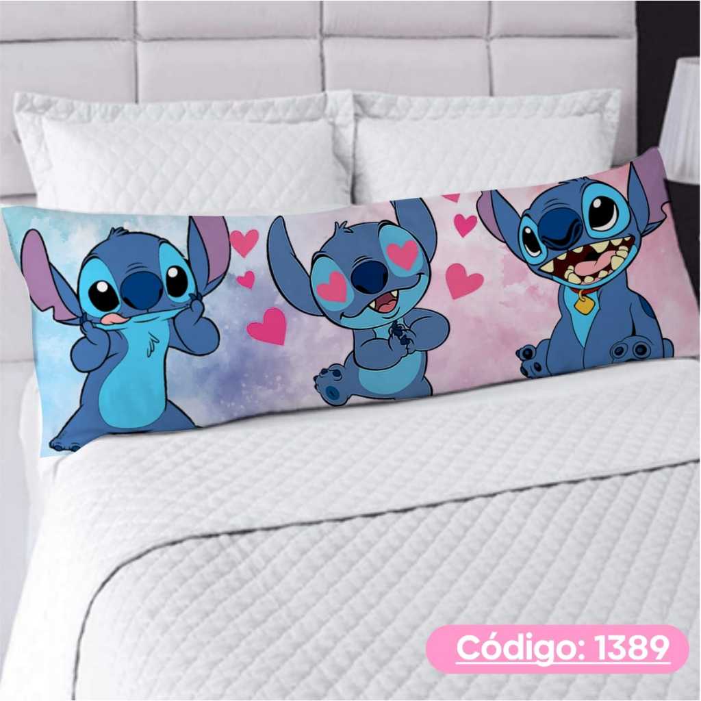 Travesseiro De Corpo Com Fronha Xuxão Enchimento Flocos Espuma Luxo Decoração1.25 x 0.45 cm Stitch em Oferta na Shopee