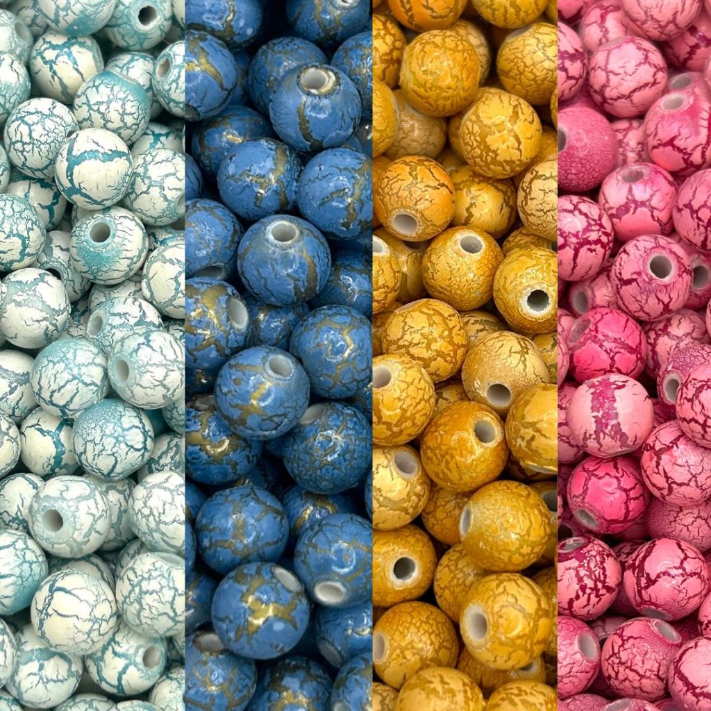 Miçanga Acrilex 10mm Pulseira Cordões 100g em Oferta na Shopee