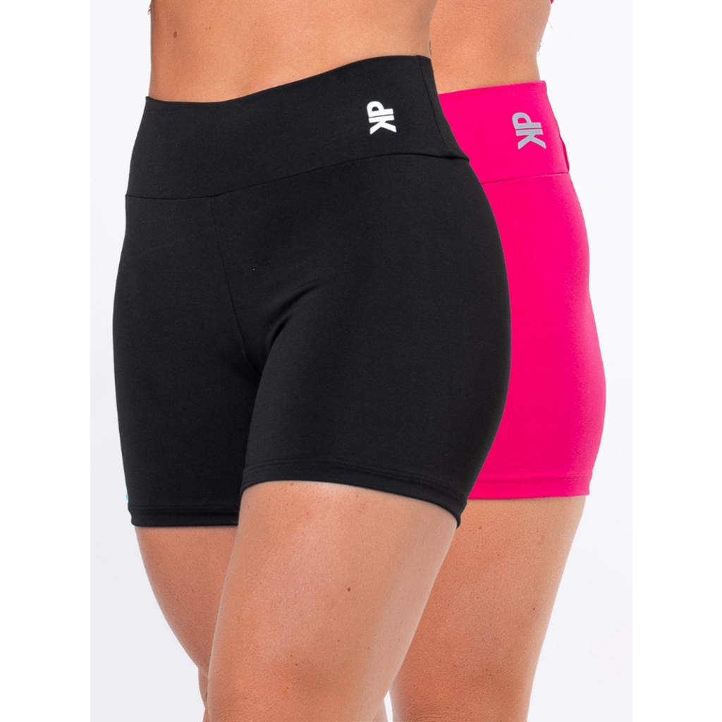 Kit 2 Short Fitness Feminino Cintura Alta Meia Coxa Academia Básico Colors Liso em Oferta na Shopee
