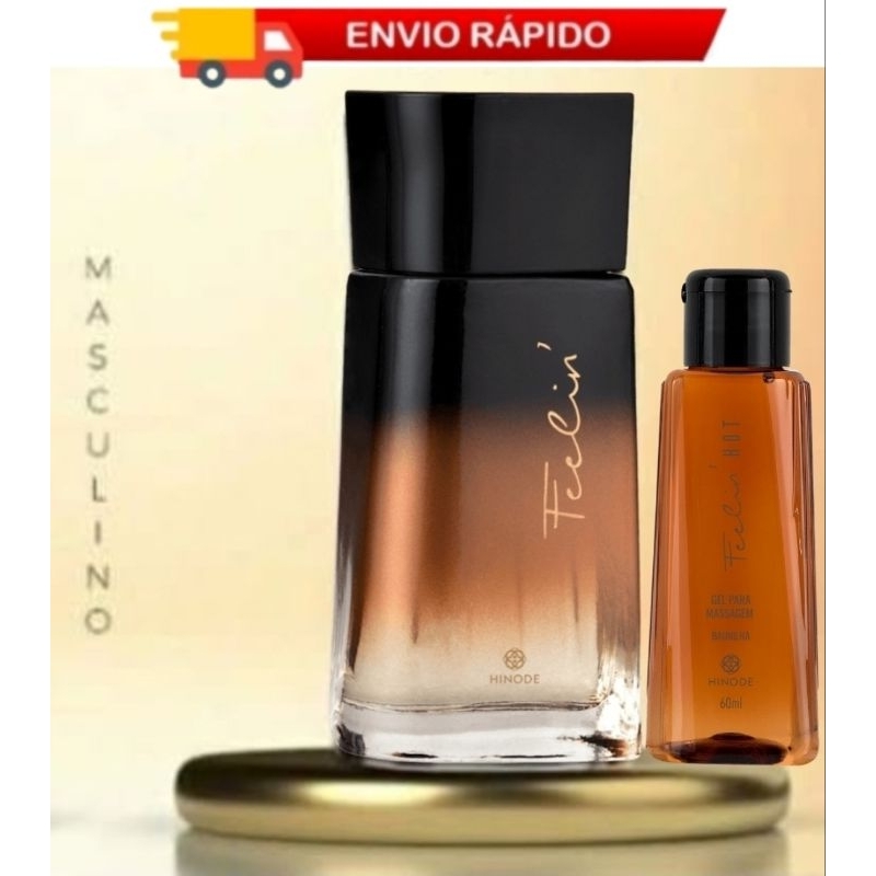 Kit Perfume Feelin Masculino + Gel Hot Baunilha Para Massagem Hinode