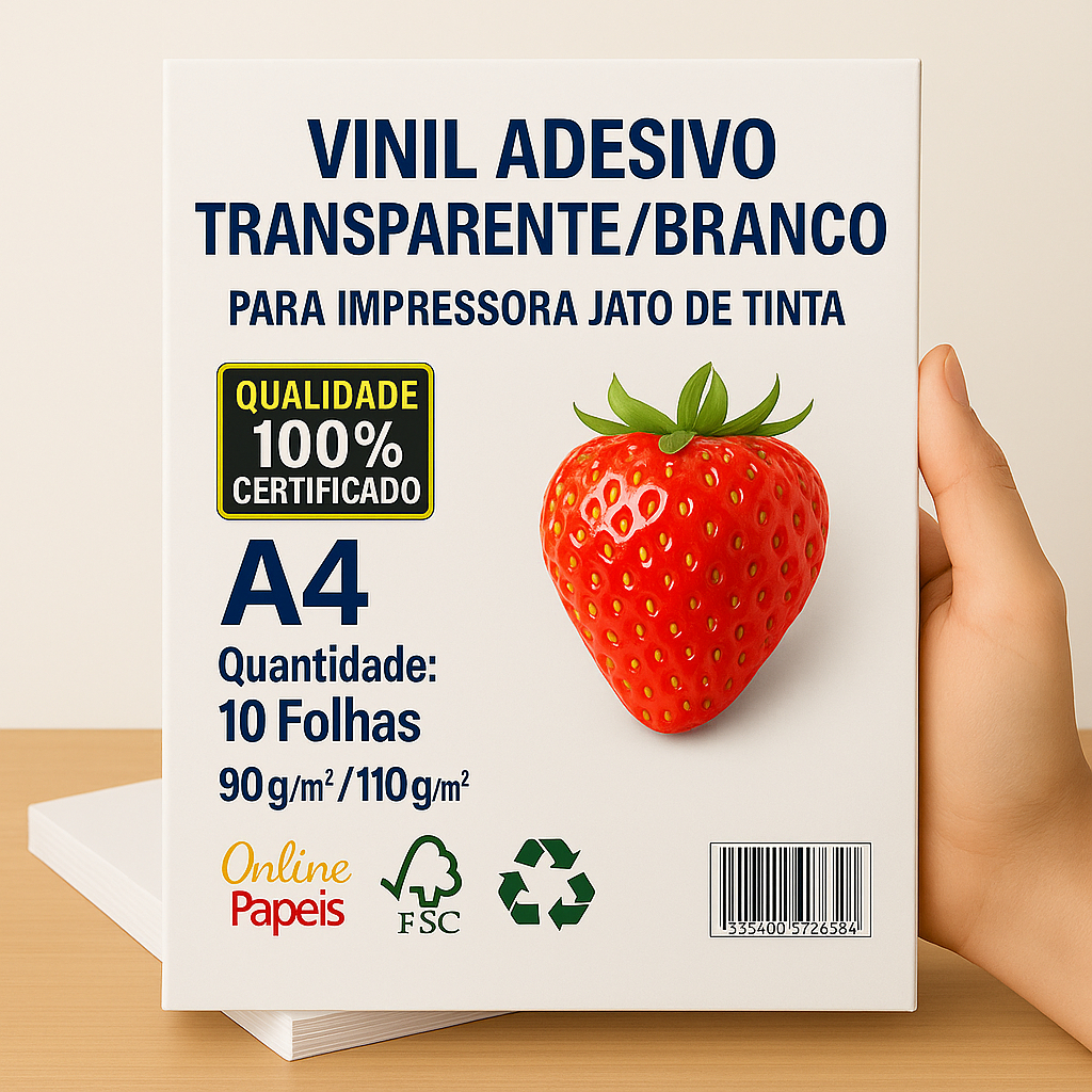 Vinil Adesivo A4 Jato de Tinta 10 Folhas Personalizar Vidros Acrílicos MDF