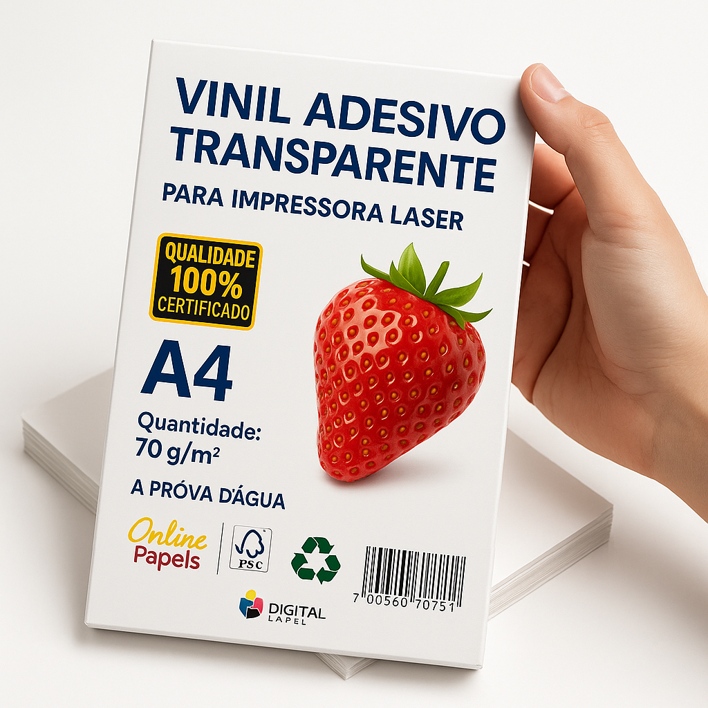 Vinil Adesivo A4 Transparente 10 Folhas Prova D’água para Impressora LASER
