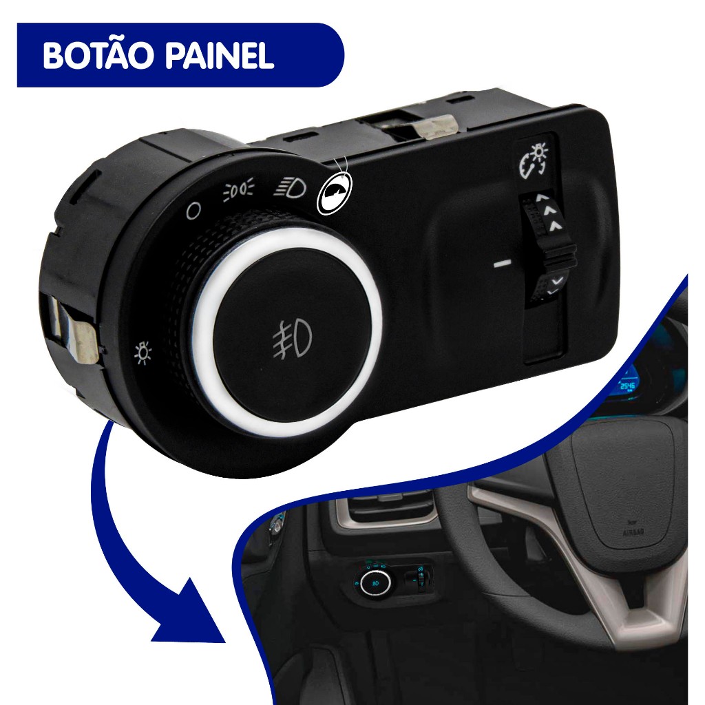 Kit Farol de Milha Neblina Onix e Novo Prisma LT e LTZ 2017 até 2020 Com Moldura Botão Modelo Painel — imagem 2 de 2