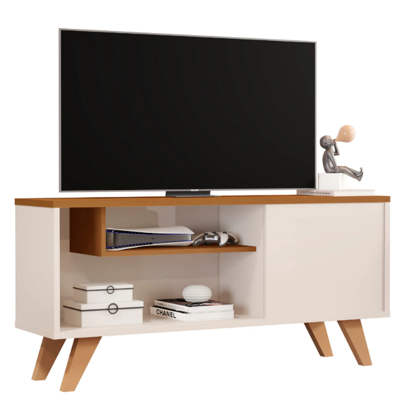 Rack De Tv Para Sala, Moderno Com Prateleiras Heitor para até 50 Polegadas