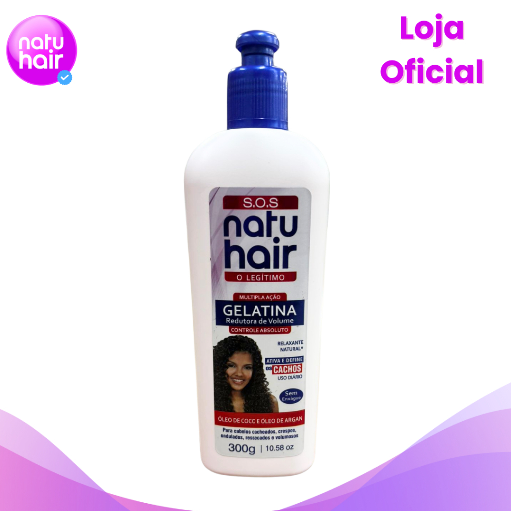 Gelatina Redutora de Volume SOS NatuHair Ativadora de Cachos 300g em Oferta na Shopee