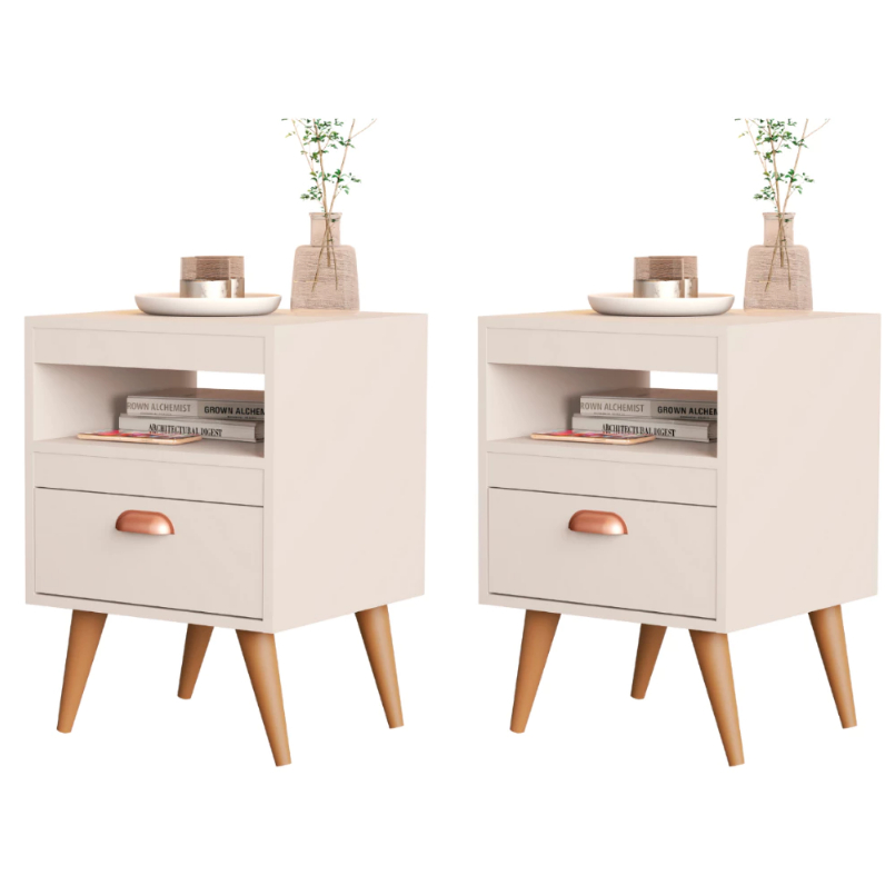 Kit 2 Mesas De Cabeceira Com Gaveta Alice - Cores em Oferta na Shopee