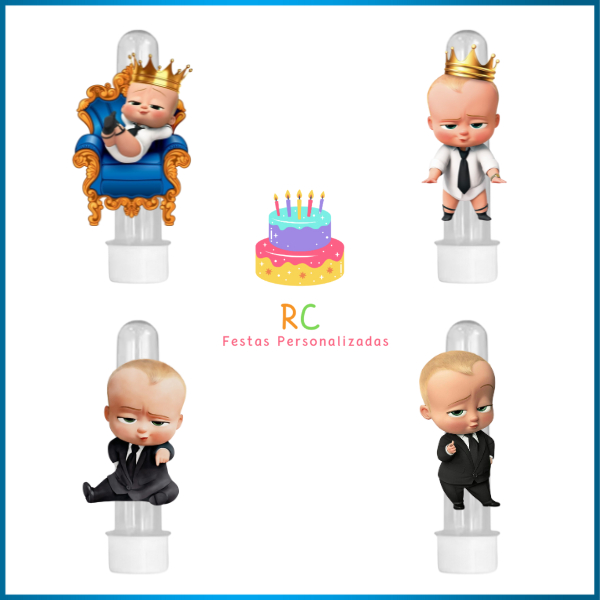 Kit Tubetes + Tag Arte Personagens 3D Tema Poderoso Chefinho - Decoração Aniversário Personalizados