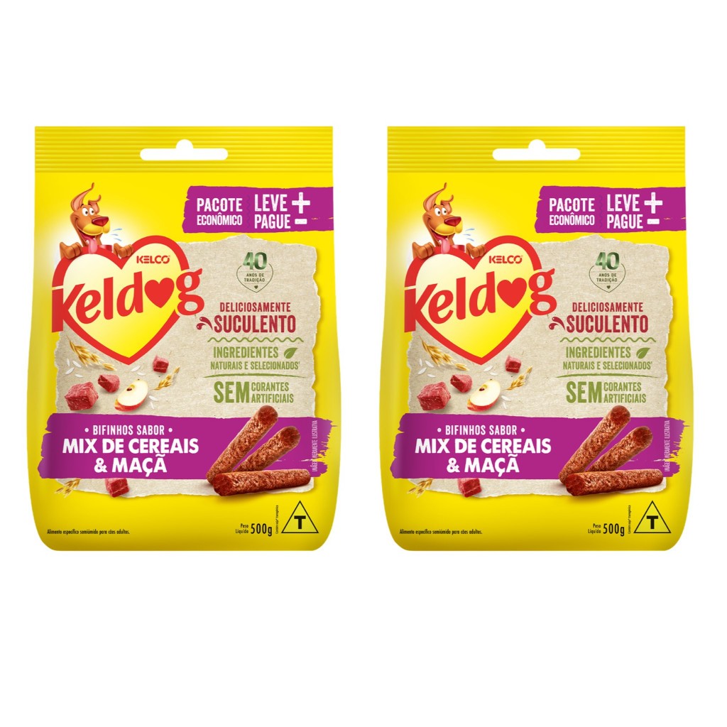 Bifinho Keldog Criadores Sabor Mix Cereais Vegetais Kit 2 Unidades Cachorro  500g em Oferta na Shopee