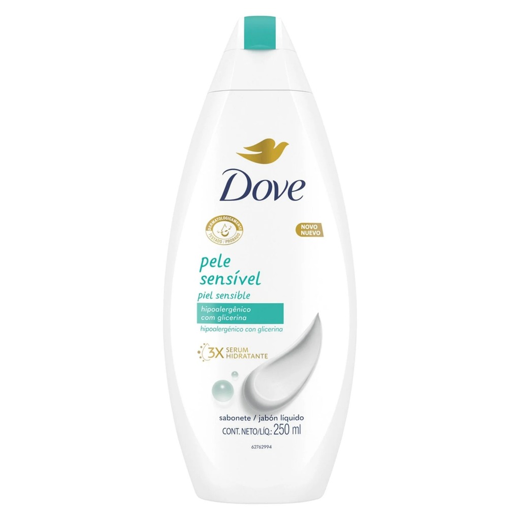 Sabonete Líquido Dove Pele Sensível Hipoalergênico Refil Com 200ml - Beauty