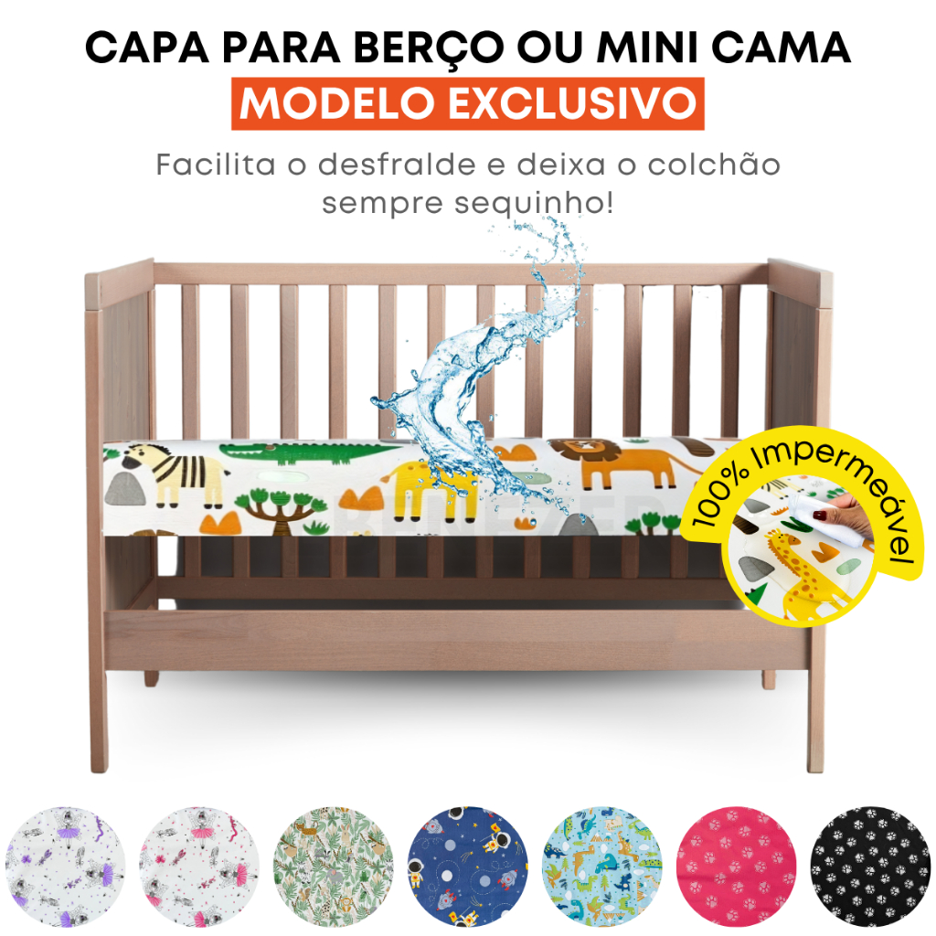 Protetor de Colchão Impermeável Capa Berço Mini Cama e Cama Pet Antixixi Macio e Silencioso