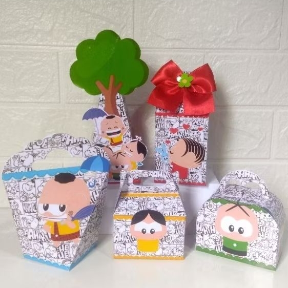 kit clássico de caixinhas personalizada para lembrancinhas de aniversário, tema turma da Mônica toy, leia a descrição.
