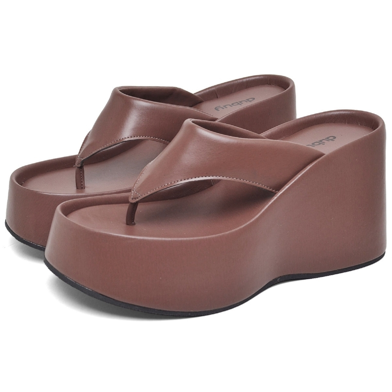 Tamanco Feminino Dubuy Slide Plataforma Marrom Vik 2100DB