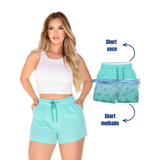 Short De Praia Feminino Estampa Mágica Aparece Ao Molhar Rápida Secagem Confortável Verão em Oferta na Shopee