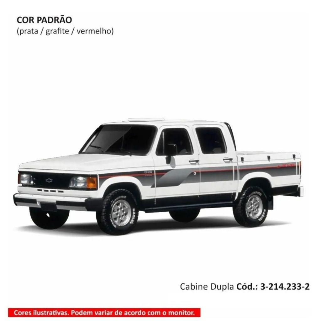 Adesivo Faixa Lateral Chevrolet D20 1994 - Cabine Dupla