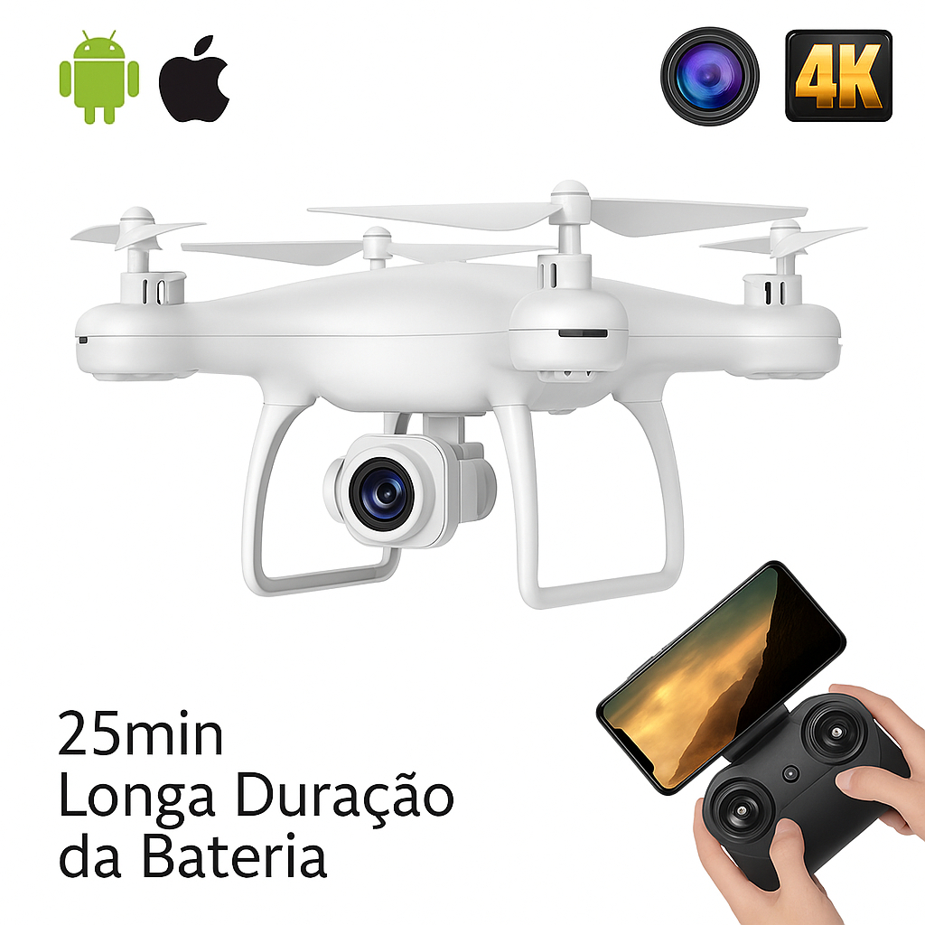 Drone 8S 4K com Câmera HD e GPS - Voo Estável e Longa Duração de Bateria