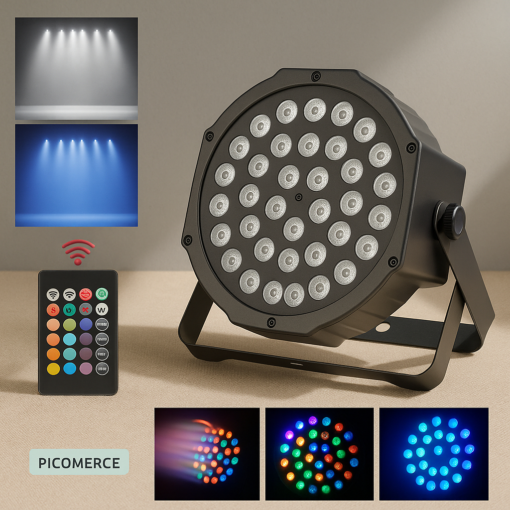 Canhão Refletor Rgb 36 Leds 1w Strobo Slim Para Festa Controle Luz Iluminação Dj Profissional em Oferta na Shopee