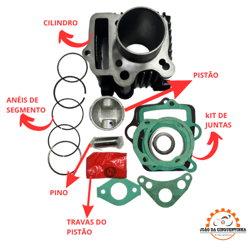 Kit Cilindro Completo 75cc Traxx Sky Star Dafra Zig Bull Krc Shineray Kasinski Soft Joy Plus