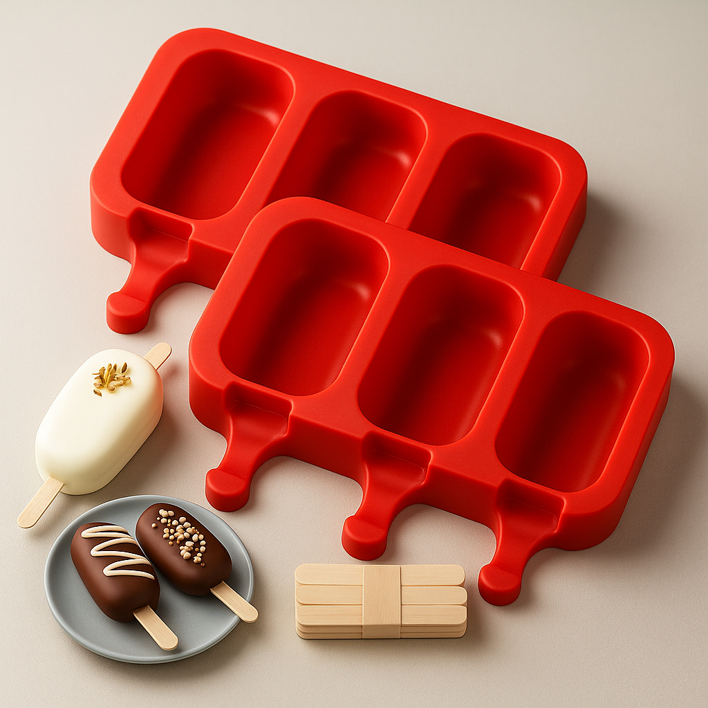 kit 2 Forma de Sorvete Molde de Picolé de Silicone Com Tampa + 100 Palitos em Oferta na Shopee