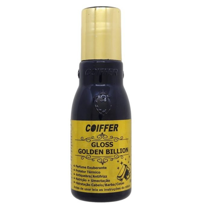 ÓLEO GLOSS GOLDEN BILLION COIFFER 80ML (Perfume exuberante, Protetor Térmico)