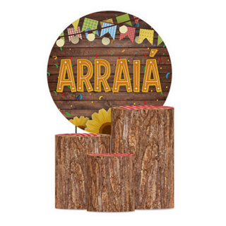 Kit Capa Painel Redondo 1,5m + 3 Capas para Cilindros Festa Junina Tecido Sublimado para Decoração, Diversos Modelos em Oferta na Shopee