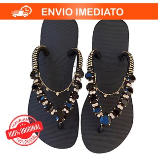 Chinelo personalizado preto chinelo com pedras preta feminino exclusividade, luxo e qualidade