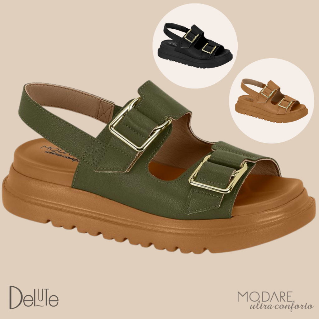 Sandalia Feminina Casual Confortavel Sola Sintetica Cabedal Resistente - Women Shoes