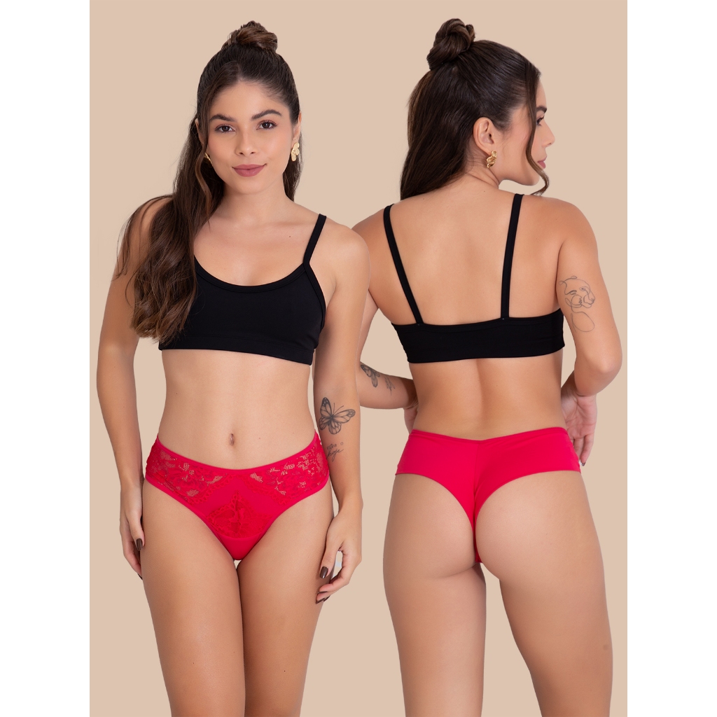 Detalhes do Kit 5 Calcinhas Poliamida Tanga Fio Duplo Andressa
