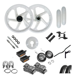 Roda Bike Par Aro 16 Nylon kit acessorios + Pneus + R.Lateral + Pedal + Freios + Guidao