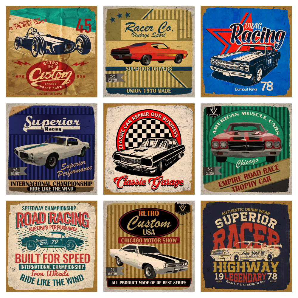 Azulejos Decorativos Caixa com 18 Peças de 15x15cm Vintage linha Carros Retrô. em Oferta na Shopee