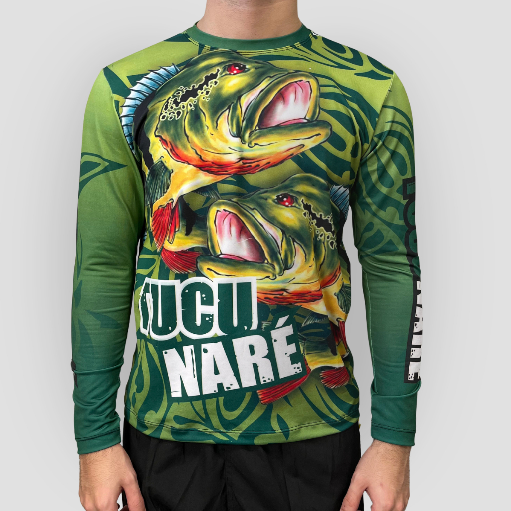 Camiseta Pescador Masculina Térmica Proteção UV50 Camisa Esportiva Slim Estampa
