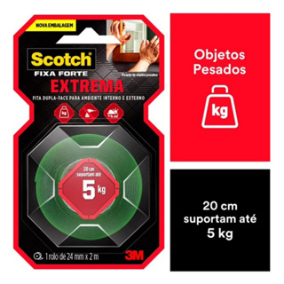 Fita Dupla Face 3m Scotch Fixa Fort Espuma Extrema 24mm X 2m 5KG em Oferta na Shopee