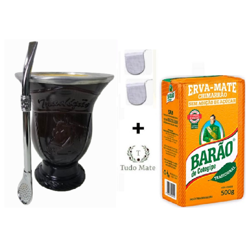 Kit Chimarrão Cuia Porongo Revestido + Bomba + 500 Gramas Erva + 2 Filtros em Oferta na Shopee
