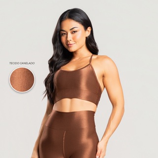 Top fitness feminino academia canelado brilhoso em Oferta na Shopee