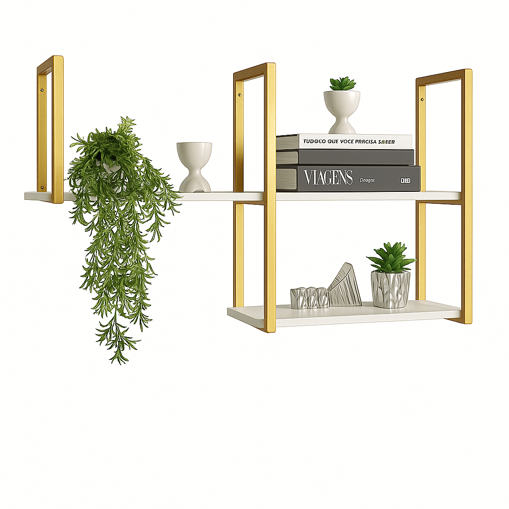 Prateleira estilo industrial ferro e MDF.