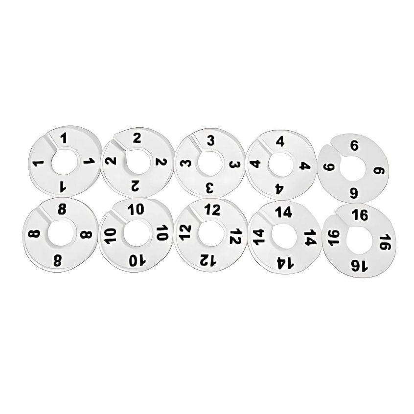 Kit Divisor/separador de araras tamanho infantil 1 ao 16 com 10 unidades