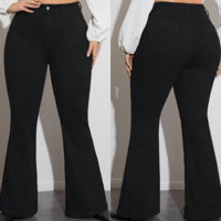 Calça Flare preta Jeans Plus Size Feminina Com Lycra Modelagem levanta bumbum em Oferta na Shopee