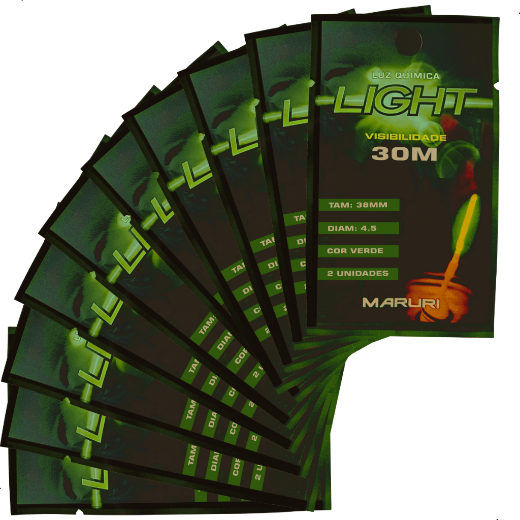 Kit 10pçs Star Light 30m - 38mm Cart. 2pçs Iluminador Luz Química Verde Fluorescente Pesca Pescaria Noturna Boia Maruri em Oferta na Shopee
