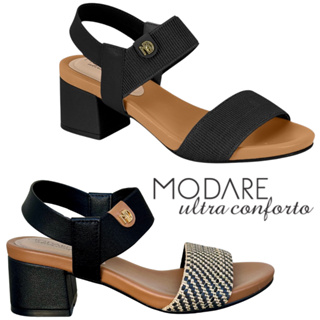 Sandália Modare Salto Grosso Bloco Elástico Ortopédica 7187.100 Conforto Calce Fácil em Oferta na Shopee