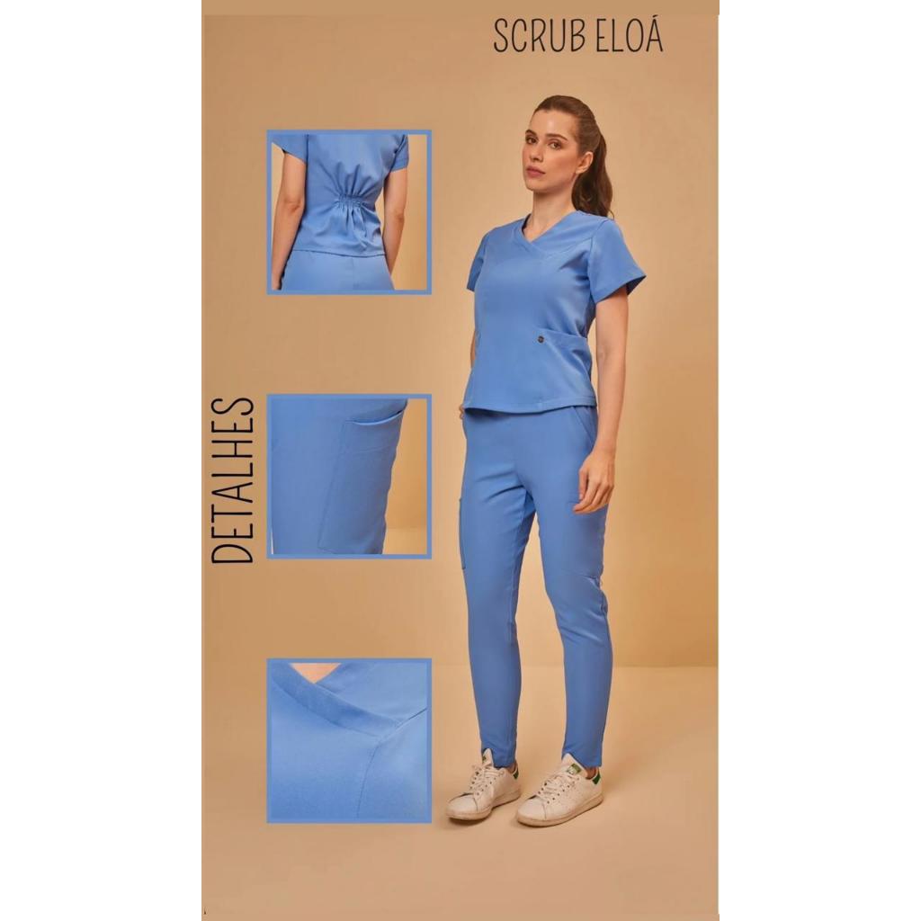 Scrub Feminino Eloá Pijama Hospitalar para Veterinarias Nutricionistas Enfermeiras Auxiliares em Oferta na Shopee