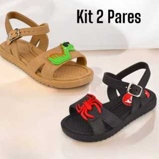 kit 2 pares de sandália infantil para meninos. Confortavel. Drika calcados em Oferta na Shopee